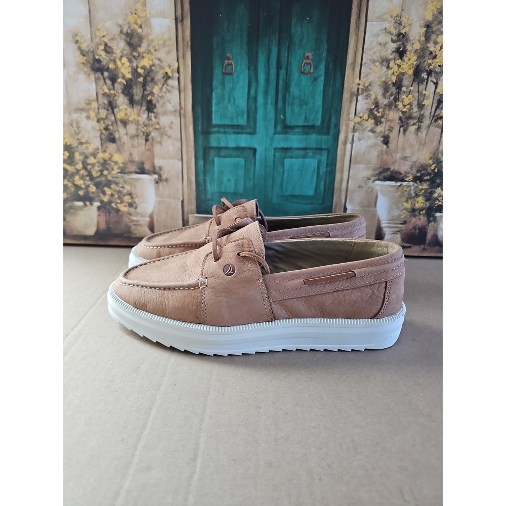 New Sperry Women's Cruise Plushstep Boat Sneaker Leather Tan Size 9 W